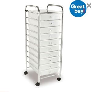 10 plastic drawer storage rolling cart